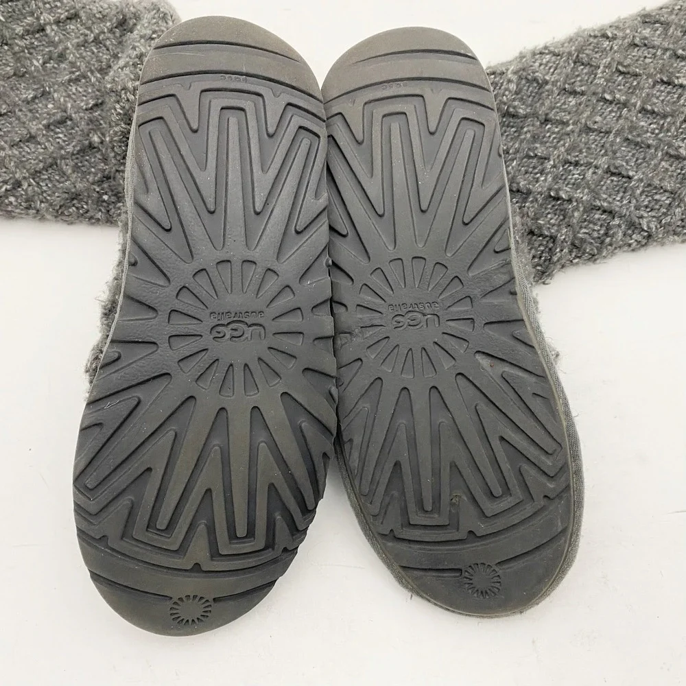 UGG Lattice Cardy Charcoal Gray Knit Tall Button Boots 3066 Womens Size‎ 6
